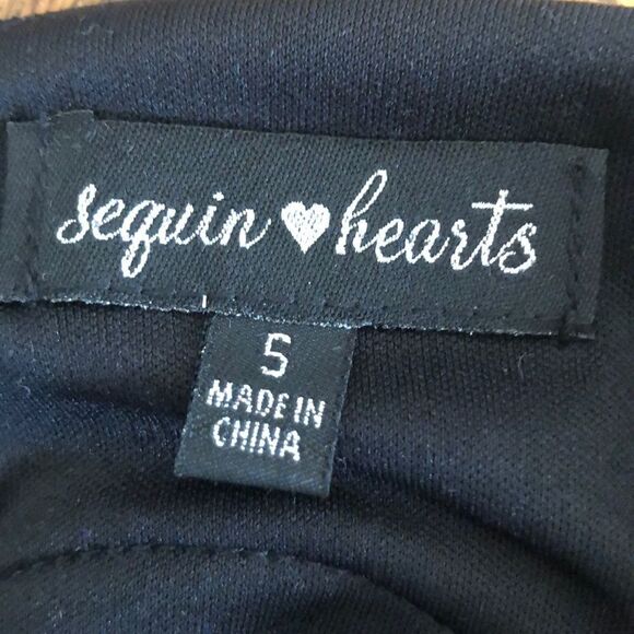 Sequin Hearts Black Floor length Dress Sz 5 - Picture 11 of 13